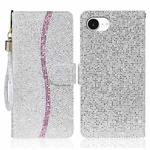 For iPhone 16e Glitter Powder Filp Leather Phone Case(Silver)