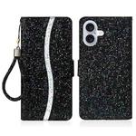 For iPhone 17 Glitter Powder Filp Leather Phone Case(Black)