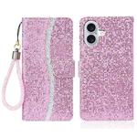 For iPhone 17 Glitter Powder Filp Leather Phone Case(Pink)