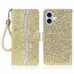 For iPhone 17 Glitter Powder Filp Leather Phone Case(Gold)