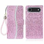 For iPhone 17 Air Glitter Powder Filp Leather Phone Case(Pink)