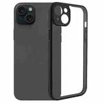 For iPhone 15 Plus Fine Pore Frosted TPU + Transparent PC Phone Case(Black)