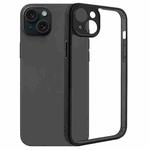 For iPhone 15 Fine Pore Frosted TPU + Transparent PC Phone Case(Black)