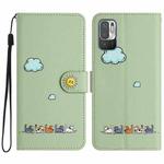 For Xiaomi Redmi Note 10 JE Cartoon Cats Leather Phone Case(Green)