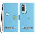 For Xiaomi Redmi Note 10 Pro 4G Cartoon Cats Leather Phone Case(Blue)