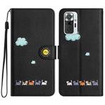 For Xiaomi Redmi Note 10 Pro 4G Cartoon Cats Leather Phone Case(Black)