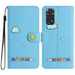 For Xiaomi Redmi Note 11s Cartoon Cats Leather Phone Case(Blue)