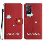For Xiaomi Redmi Note 11 Pro Global Cartoon Cats Leather Phone Case(Red)