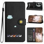 For Xiaomi Redmi Note 13 Pro 4G Cartoon Cats Leather Phone Case(Black)