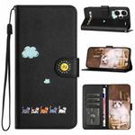 For Xiaomi Redmi Note 13 Pro+ Cartoon Cats Leather Phone Case(Black)