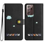 For Samsung Galaxy Note20 Ultra Cartoon Cats Leather Phone Case(Black)