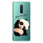 For OnePlus 8 Shockproof Painted Transparent TPU Protective Case(Tilted Head Panda)