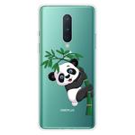 For OnePlus 8 Shockproof Painted Transparent TPU Protective Case(Panda Climbing Bamboo)