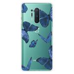 For OnePlus 8 Pro Shockproof Painted Transparent TPU Protective Case(Blue Butterfly)