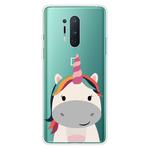 For OnePlus 8 Pro Shockproof Painted Transparent TPU Protective Case(Fat Unicorn)