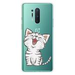 For OnePlus 8 Pro Shockproof Painted Transparent TPU Protective Case(Laughing Cat)