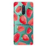 For OnePlus 8 Pro Shockproof Painted Transparent TPU Protective Case(LOVE Strawberry)