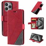 For iPhone 15 Pro Max Skin Feel Splicing Leather Phone Case(Red)