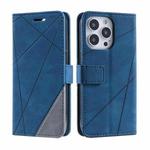 For iPhone 16 Pro Max Skin Feel Splicing Leather Phone Case(Blue)