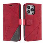 For iPhone 16 Pro Skin Feel Splicing Leather Phone Case(Red)