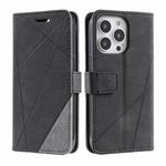 For iPhone 16 Pro Skin Feel Splicing Leather Phone Case(Black)