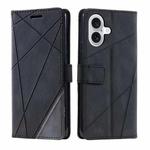 For iPhone 16 Skin Feel Splicing Leather Phone Case(Black)