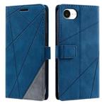 For iPhone 16e Skin Feel Splicing Leather Phone Case(Blue)