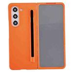 For Samsung Galaxy Fold5 Integrated PC Phone Case with Stylus(Orange)