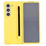 For Samsung Galaxy Fold5 Integrated PC Phone Case with Stylus(Lemon Yellow)