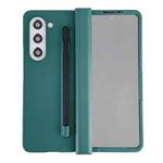 For Samsung Galaxy Fold5 3 in 1 Integrated PC Phone Case with Stylus(Forest Green)