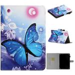For 7 inch Universal Tablet PC Colored Drawing Pattern Horizontal Flip PU Leather Case with Holder & Card Slot(Blue Butterfly)