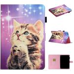For 10 inch Universal Tablet PC Colored Drawing Pattern Horizontal Flip PU Leather Case with Holder & Card Slot(Starry Cat)