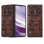 For Huawei Mate X5 ABEEL Genuine Leather Mahjong Pattern Black Edge Phone Case(Brown)