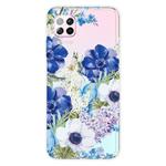 For Huawei P40 lite / nova 6 SE Shockproof Painted TPU Protective Case(Blue White Rose)