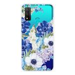 For Huawei P smart 2020 Shockproof Painted TPU Protective Case(Blue White Rose)
