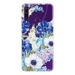 For Huawei Y6p Shockproof Painted TPU Protective Case(Blue White Rose)