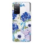 For Huawei Honor X10 5G Shockproof Painted TPU Protective Case(Blue White Rose)