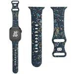 For Apple Watch SE 2023 44mm Floral Silicone Watch Band(Blue)