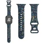 For Apple Watch SE 2022 40mm Floral Silicone Watch Band(Blue)