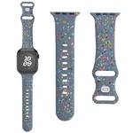 For Apple Watch SE 2022 44mm Floral Silicone Watch Band(Grey)