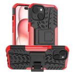 For  iPhone 15 Tire Texture TPU + PC Phone Case with Holder(Red)