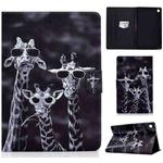 For Samsung Galaxy Tab A9+ Colored Drawing Smart Leather Tablet Case(Three Giraffes)