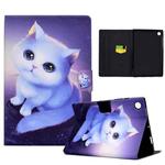 For Samsung Galaxy Tab A9+ Colored Drawing Smart Leather Tablet Case(Little Cat)