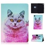 For Samsung Galaxy Tab A9 Colored Drawing Smart Leather Tablet Case(Pink Cat)