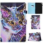 For Samsung Galaxy Tab A9+ Colored Drawing Sewing Smart Leather Tablet Case(Colorful Cat)