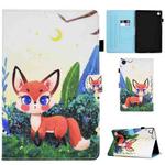 For Samsung Galaxy Tab A9 Colored Drawing Sewing Smart Leather Tablet Case(Little Fox)