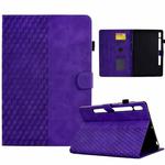 For Samsung Galaxy S10 FE+ Rhombus Embossed Leather Smart Tablet Case(Purple)