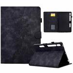 For Samsung Galaxy Tab S10 FE+ Peony Butterfly Embossed Leather Smart Tablet Case(Black)