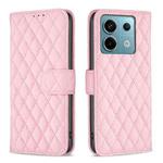 For Xiaomi Redmi Note 13 Pro 5G Diamond Lattice Wallet Leather Flip Phone Case(Pink)