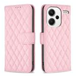 For Xiaomi Redmi Note 13 Pro+ 5G Diamond Lattice Wallet Leather Flip Phone Case(Pink)